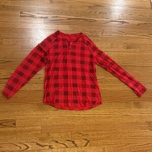 MeUndies Red Plaid Long-Sleeve Henley Top